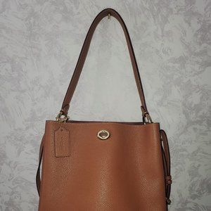 Coach Saddle Charlie Pebble Leather Bucket Bag